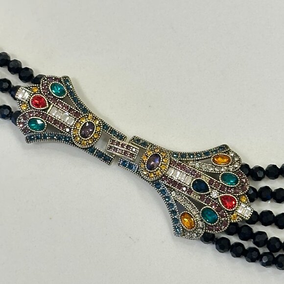 Rare Heidi Daus Age of Elegance Black Crystal 5-string Jewelry Set - Picture 2 of 14